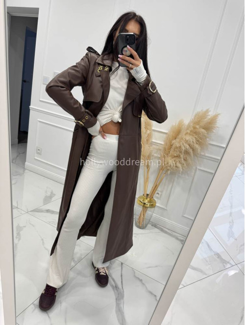 Płaszcz skórzany MONA czekoladowy 155 - photo #52