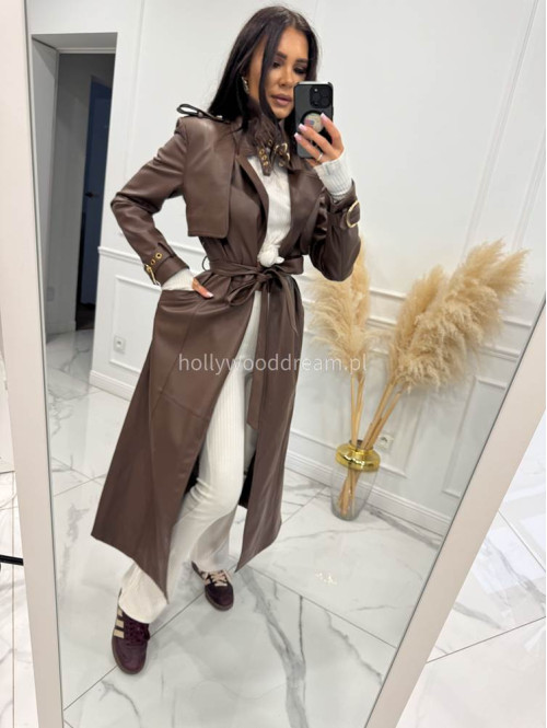 Płaszcz skórzany MONA czekoladowy 155 - photo #53