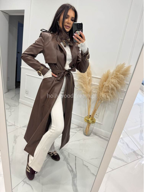 Płaszcz skórzany MONA czekoladowy 155 - photo #54