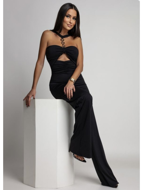 Czarny kombinezon ze zdobieniem na dekolcie Clœlia 26 - photo #3