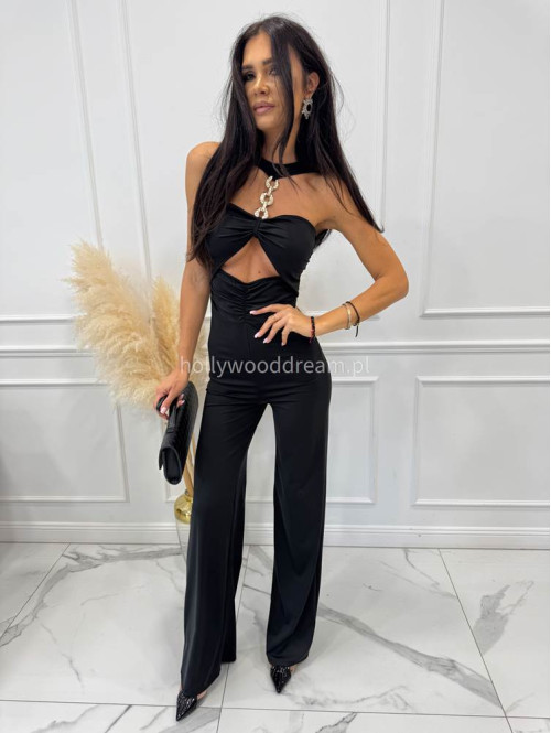 Czarny kombinezon ze zdobieniem na dekolcie Clœlia 26 - photo #8