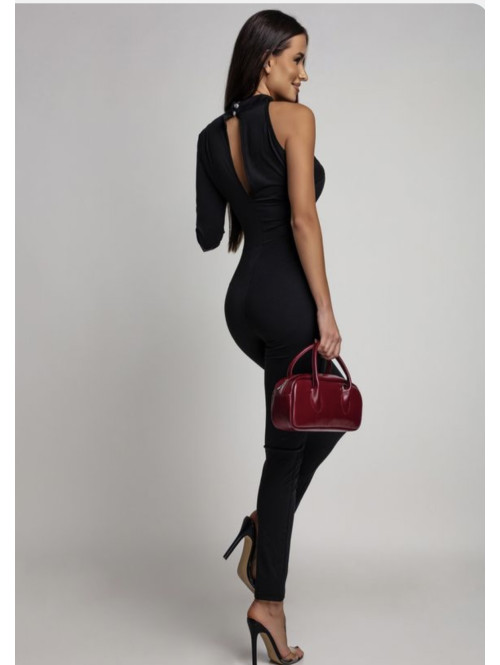 Czarny kombinezon na jedno ramię z wycięciami Cobie 26 - photo #2