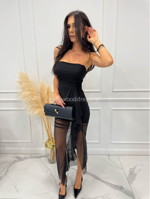 Czarna sukienka z siateczki bandeau GAJA 26 - photo #8