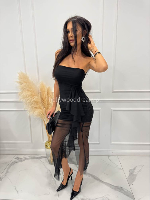 Czarna sukienka z siateczki bandeau GAJA 26 - photo #11