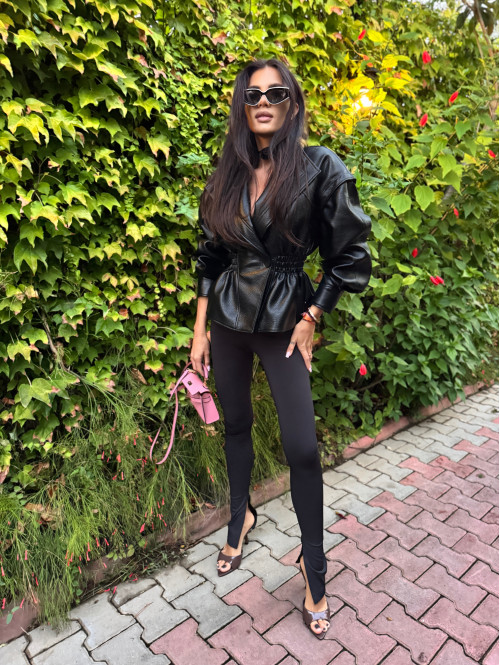 Legginsy na gumce z rozcięciem ARMAS czarne 69 - photo #42