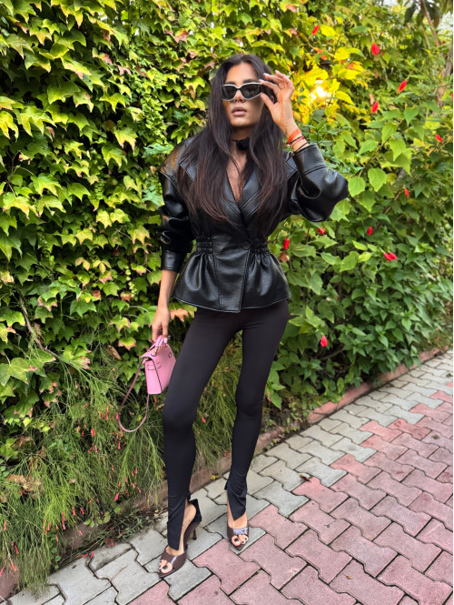 Legginsy na gumce z rozcięciem ARMAS czarne 69 - photo #43