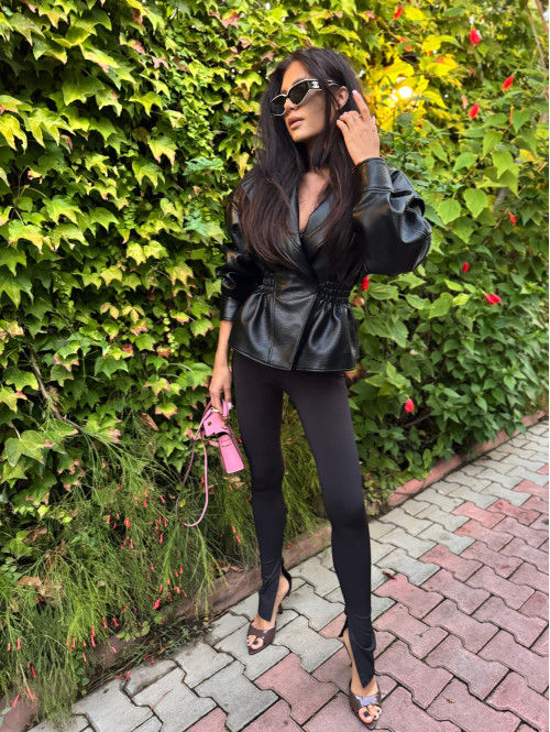 Legginsy na gumce z rozcięciem ARMAS czarne 69 - photo #44