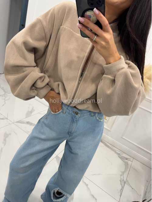 Beżowa bluza polarowa o kroju bombki FASHION 183 - photo #2