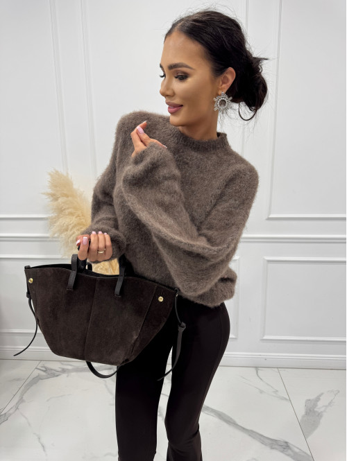 Mokka sweter oversize z moherem OFELIA 17