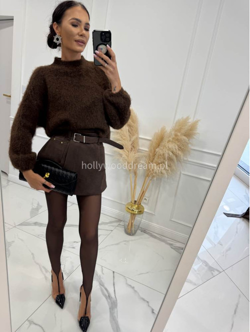 Czekoladowy sweter oversize z moherem OFELIA 17 - photo #1