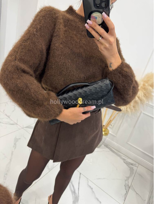 Czekoladowy sweter oversize z moherem OFELIA 17 - photo #5