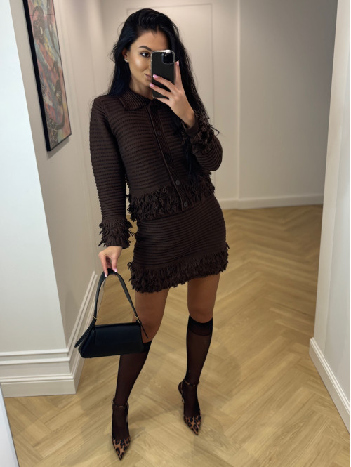 Czekoladowy Komplet szydełkowy z długim rękawem i frędzlami Larisa 09, 24 Czekoladowy Komplet szydełkowy z długim rękawem i frędzlami Larisa 09, 24 - photo #21