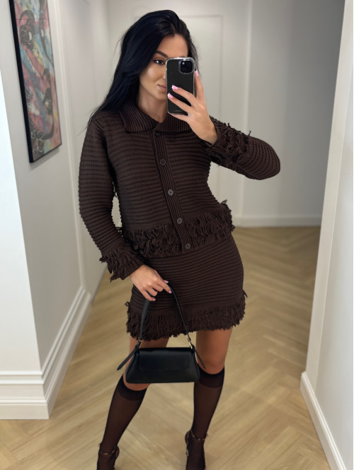 Czekoladowy Komplet szydełkowy z długim rękawem i frędzlami Larisa 09, 24 Czekoladowy Komplet szydełkowy z długim rękawem i frędzlami Larisa 09, 24 - photo #23