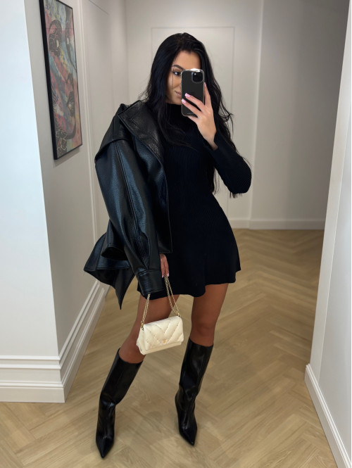 Czarna sukienka sweterkowa z rozkloszowanym dołem JOASIA 09 Czarna sukienka sweterkowa z rozkloszowanym dołem JOASIA 09 - photo #71