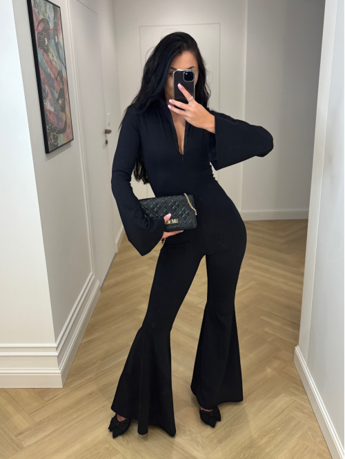 Czarny kombinezon modelujący z zamkiem na przodzie Lena 173 - photo #18