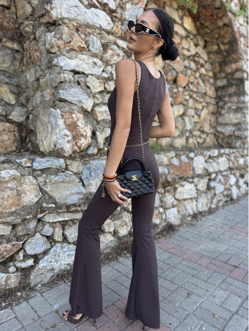 Kombinezon z dekoltem karo na ramiączkach GREGOR czekoladowy 171 - photo #1