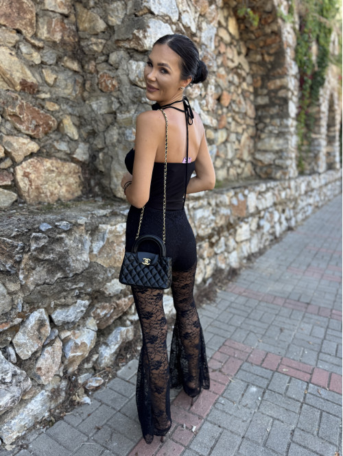 Czarne spodnie koronkowe typu dzwony TYMON 19,17 - photo #17