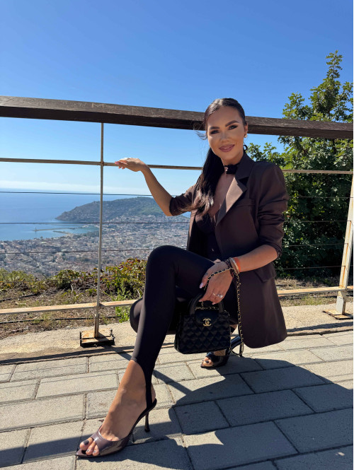 Legginsy z zapiętką czekoladowe Blania 31 - photo #100