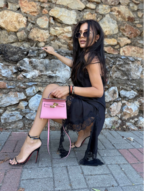 Czarna sukienka midi asymetryczna z koronką MONIA 17 Czarna sukienka midi asymetryczna z koronką MONIA 17 - photo #13