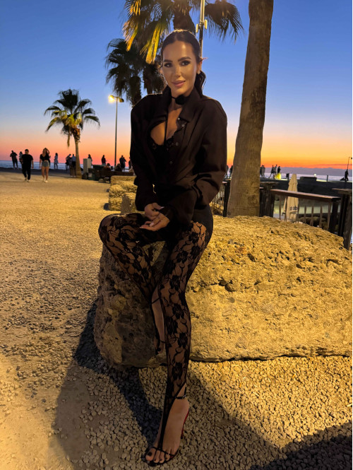 Czarne legginsy koronkowe z zakładką na palec GLAMOUR 163 - photo #31