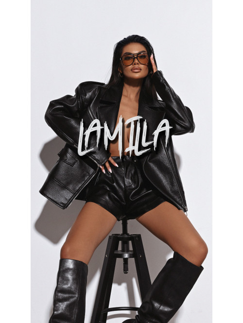 Czarna Kurtka oversize zapinana na zamek z kieszeniami, skóra węża KESJA 25 Czarna Kurtka oversize zapinana na zamek z kieszeniami, skóra węża KESJA 25 - photo #51