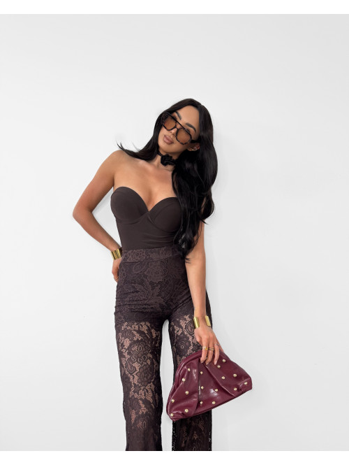 Czekoladowe Body bez ramiączek z chokerem Galisja 25 - photo #25