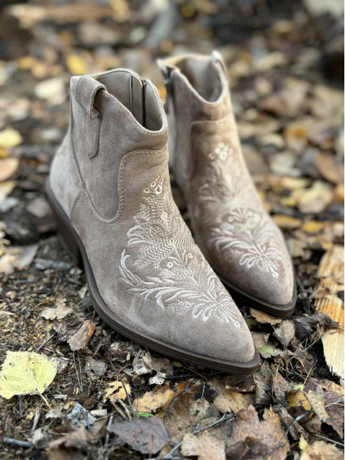 Buty kowbojki krótkie PETER beżowe - photo #0