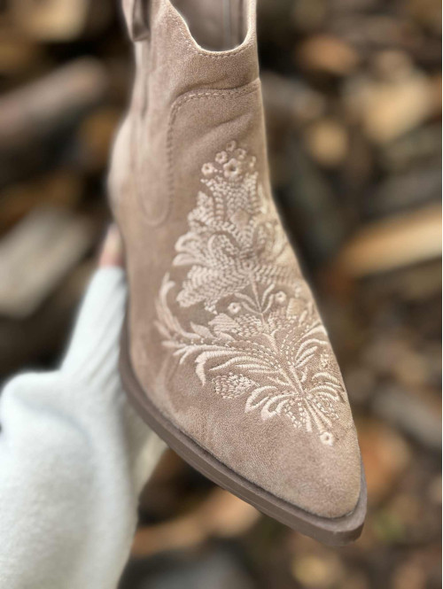 Buty kowbojki krótkie PETER beżowe - photo #4