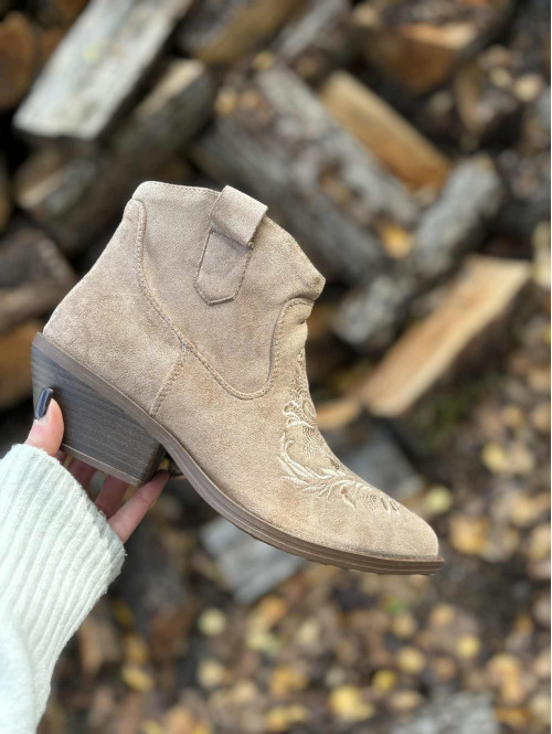 Buty kowbojki krótkie PETER beżowe - photo #3