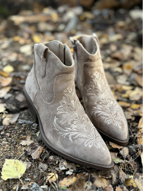 Buty kowbojki krótkie PETER beżowe - photo #1