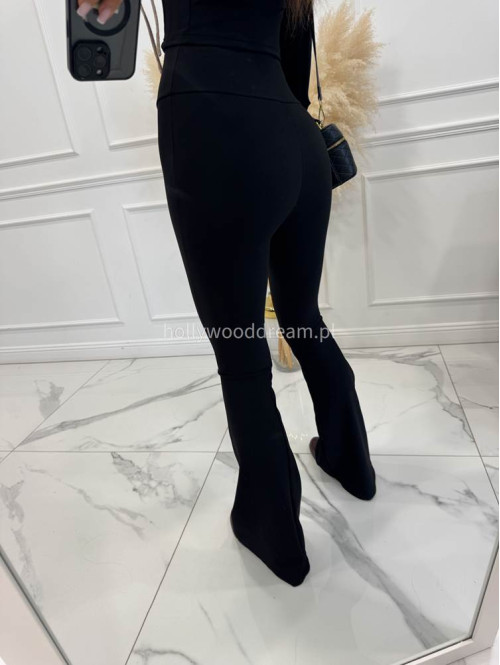Czarny komplet prążkowany bluzka krótka+ legginsy dzwony BASIC 173 Czarny komplet prążkowany bluzka krótka+ legginsy dzwony BASIC 173 - photo #5