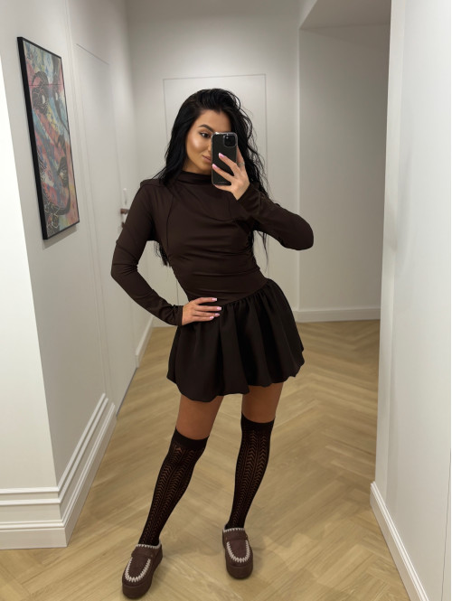 Sukienka bombka z lejącą górą DORIS czekoladowa 19,02 - photo #57