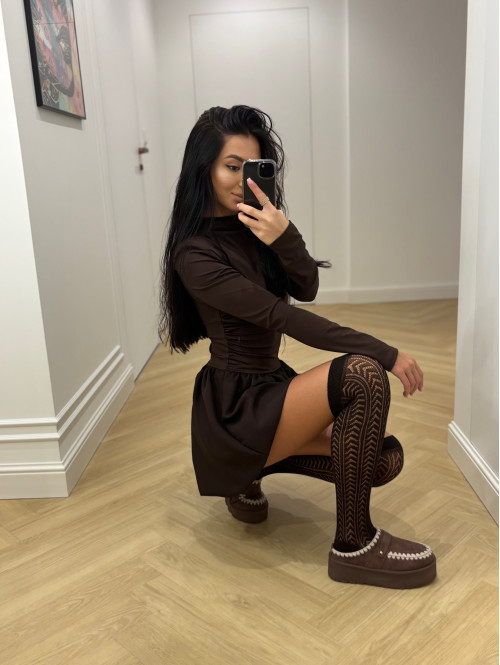 Sukienka bombka z lejącą górą DORIS czekoladowa 19,02 - photo #58