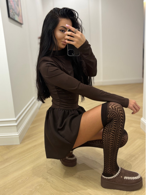 Sukienka bombka z lejącą górą DORIS czekoladowa 19,02 - photo #59