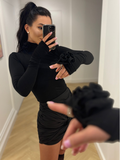 Czarna bluzka golf z różami  3D Oliwia 25 - photo #6