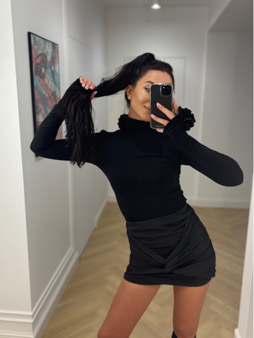 Czarna bluzka golf z różami  3D Oliwia 25 - photo #8