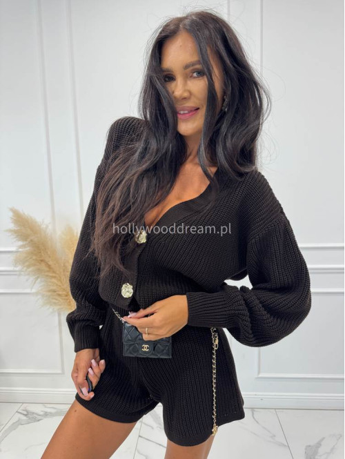 Czekoladowy komplet sweter z guzikami + sweterkowe spodenki KAMA 25 Czekoladowy komplet sweter z guzikami + sweterkowe spodenki KAMA 25 - photo #4