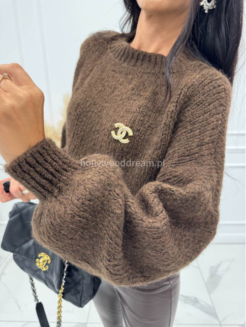 Czekoladowy sweter oversize KSAWERY 06 Czekoladowy sweter oversize KSAWERY 06 - photo #7