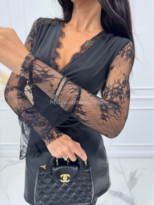 Czarne body z koronkowymi rękawami i wstawkami przy dekolcie JADZIA 17 Czarne body z koronkowymi rękawami i wstawkami przy dekolcie JADZIA 17 - photo #8