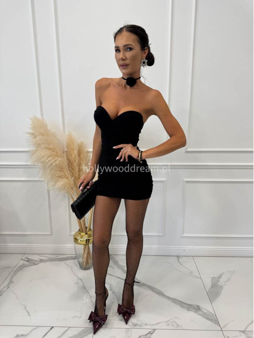 Rajstopy z siateczki z cyrkoniami czarne EWELINE - photo #7