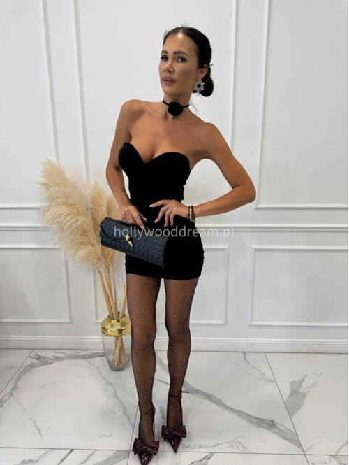 Rajstopy z siateczki z cyrkoniami czarne EWELINE - photo #6