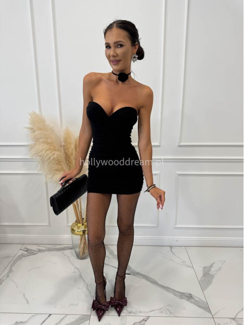 Rajstopy z siateczki z cyrkoniami czarne EWELINE - photo #1