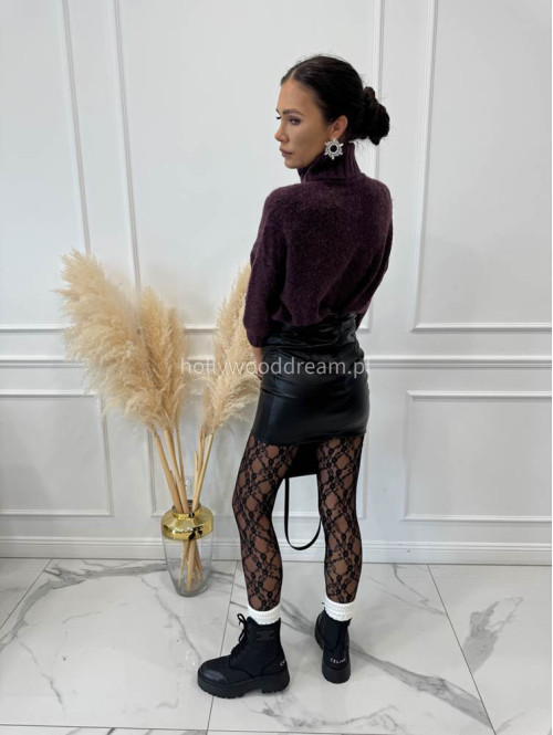 Czarna Spódniczka mini skóra węża  MILKA 25 - photo #28