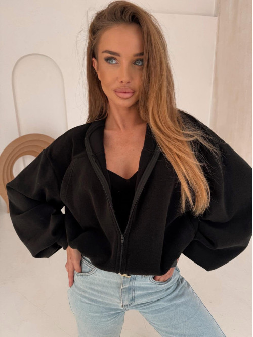 Czarna bluza polarowa o kroju bombki FASHION 183 - photo #10