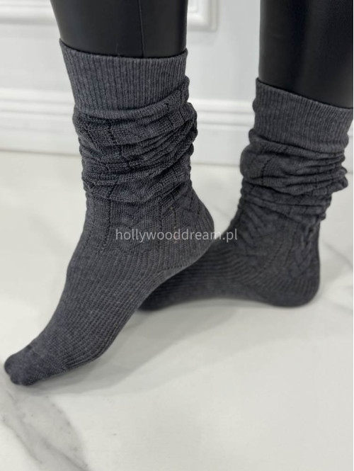 Szare zakolanówki ze splotem Keysi - photo #2