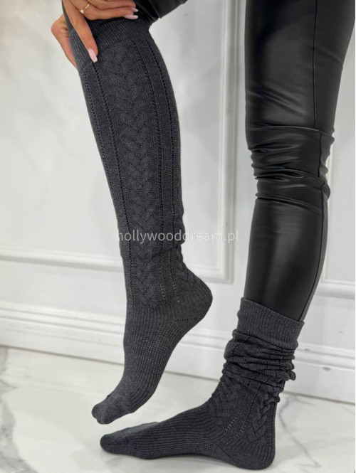 Szare zakolanówki ze splotem Keysi - photo #3