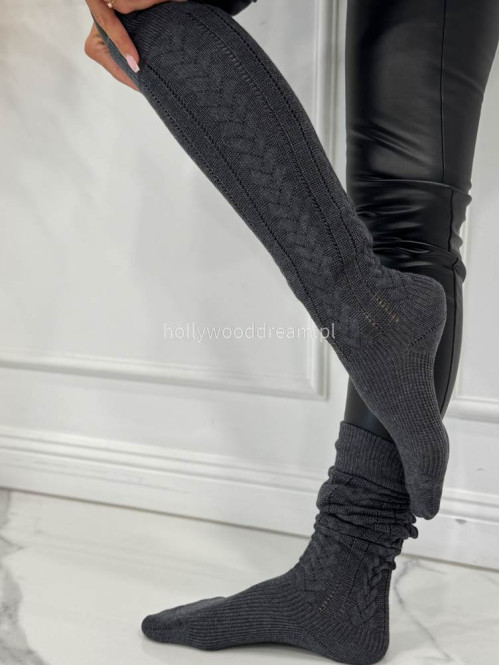 Szare zakolanówki ze splotem Keysi - photo #4