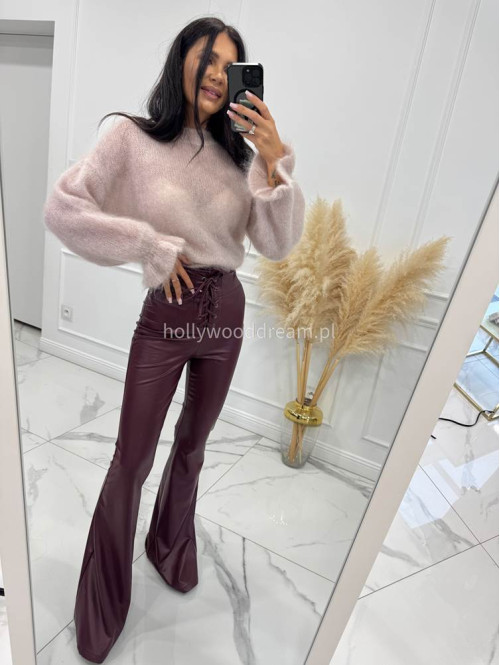 Beżowy sweter moherowy z falbaną przy rękawie EMILIA 06 Beżowy sweter moherowy z falbaną przy rękawie EMILIA 06 - photo #1