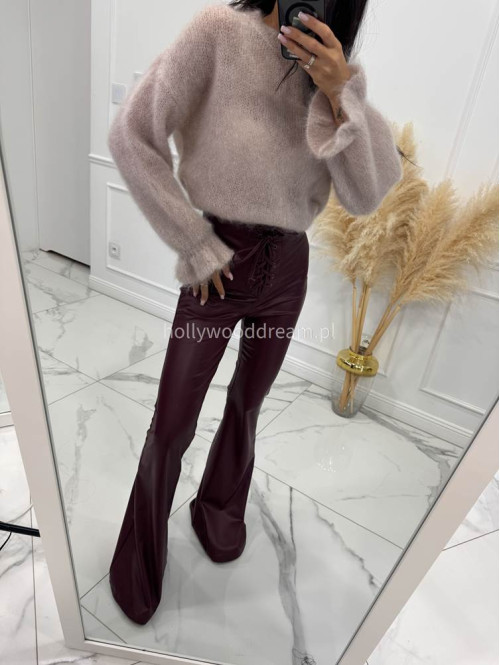 Beżowy sweter moherowy z falbaną przy rękawie EMILIA 06 Beżowy sweter moherowy z falbaną przy rękawie EMILIA 06 - photo #6