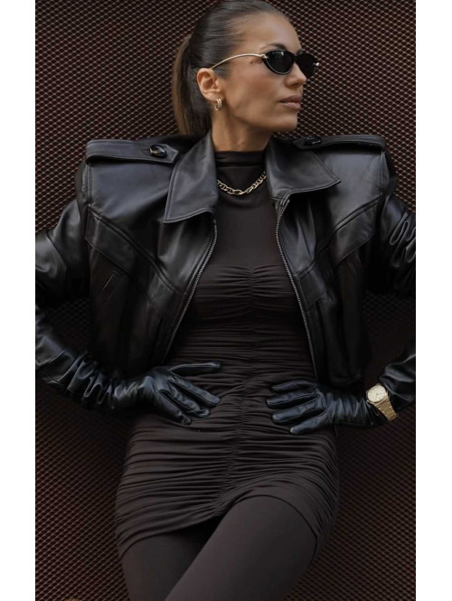 Sukienka z drapowaniem na dole OLUSJA czekoladowa 17 - photo #39